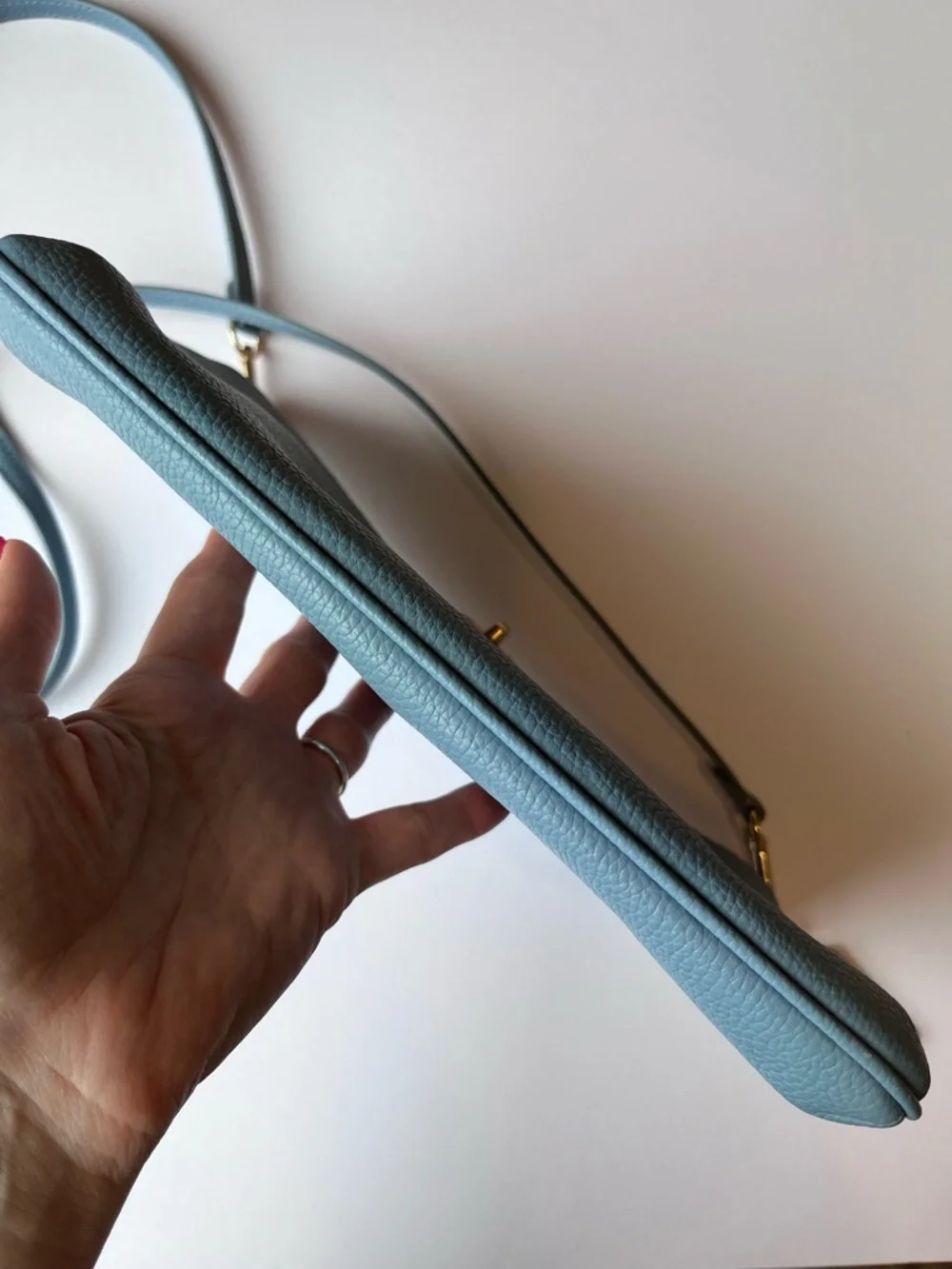 Coach Pebble Polly Blue Leather Crossbody Bag